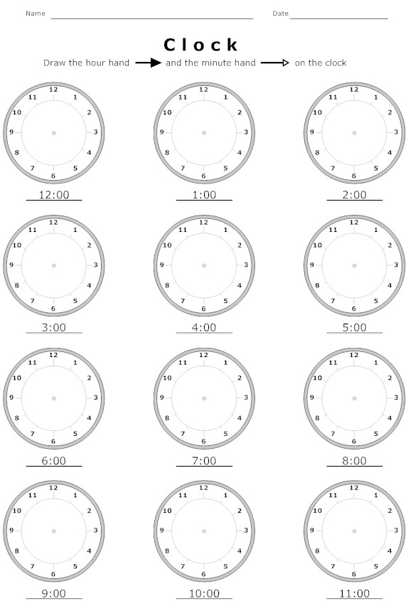 Clock Hour Hand Worksheet