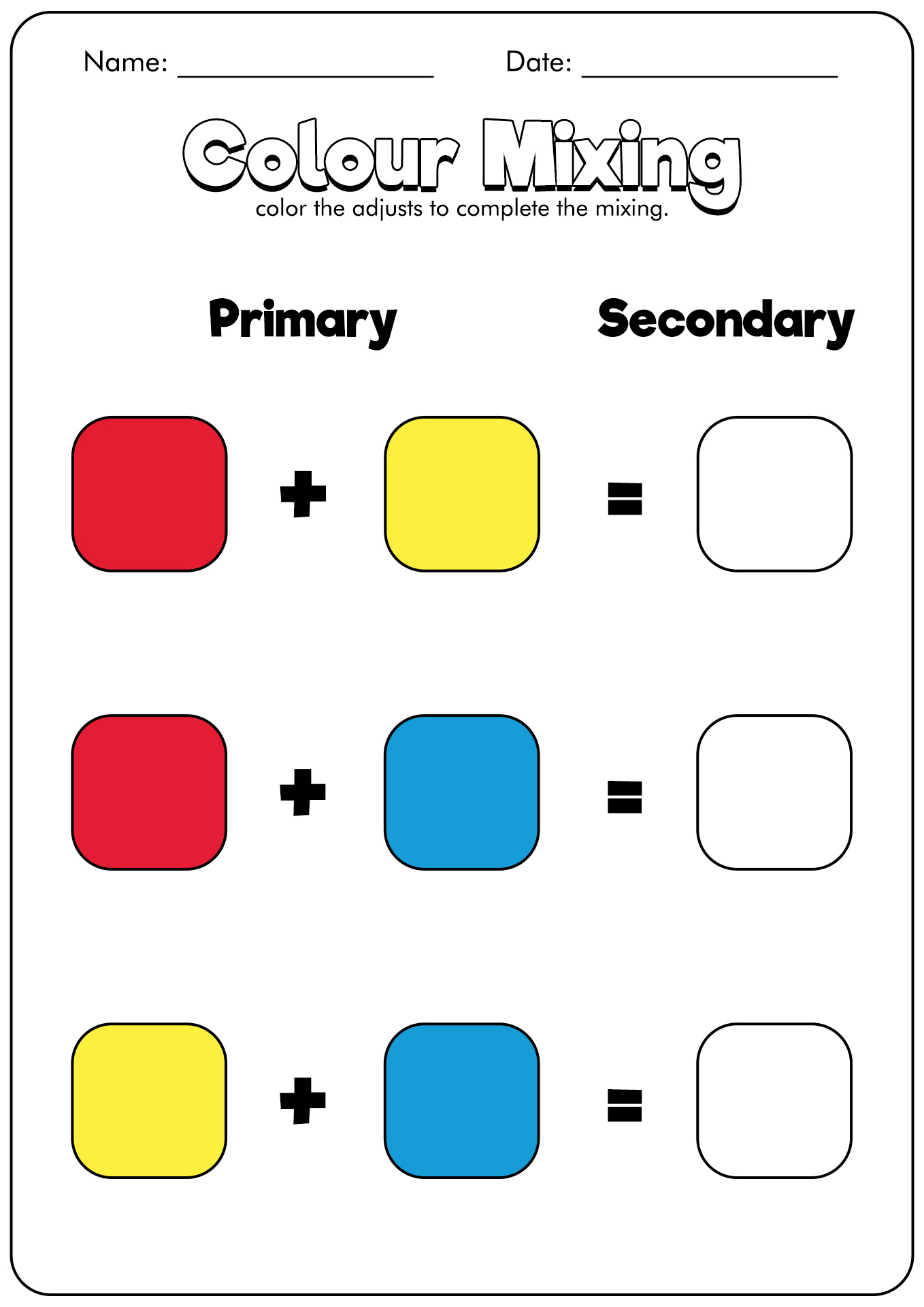 Colour Worksheet Image