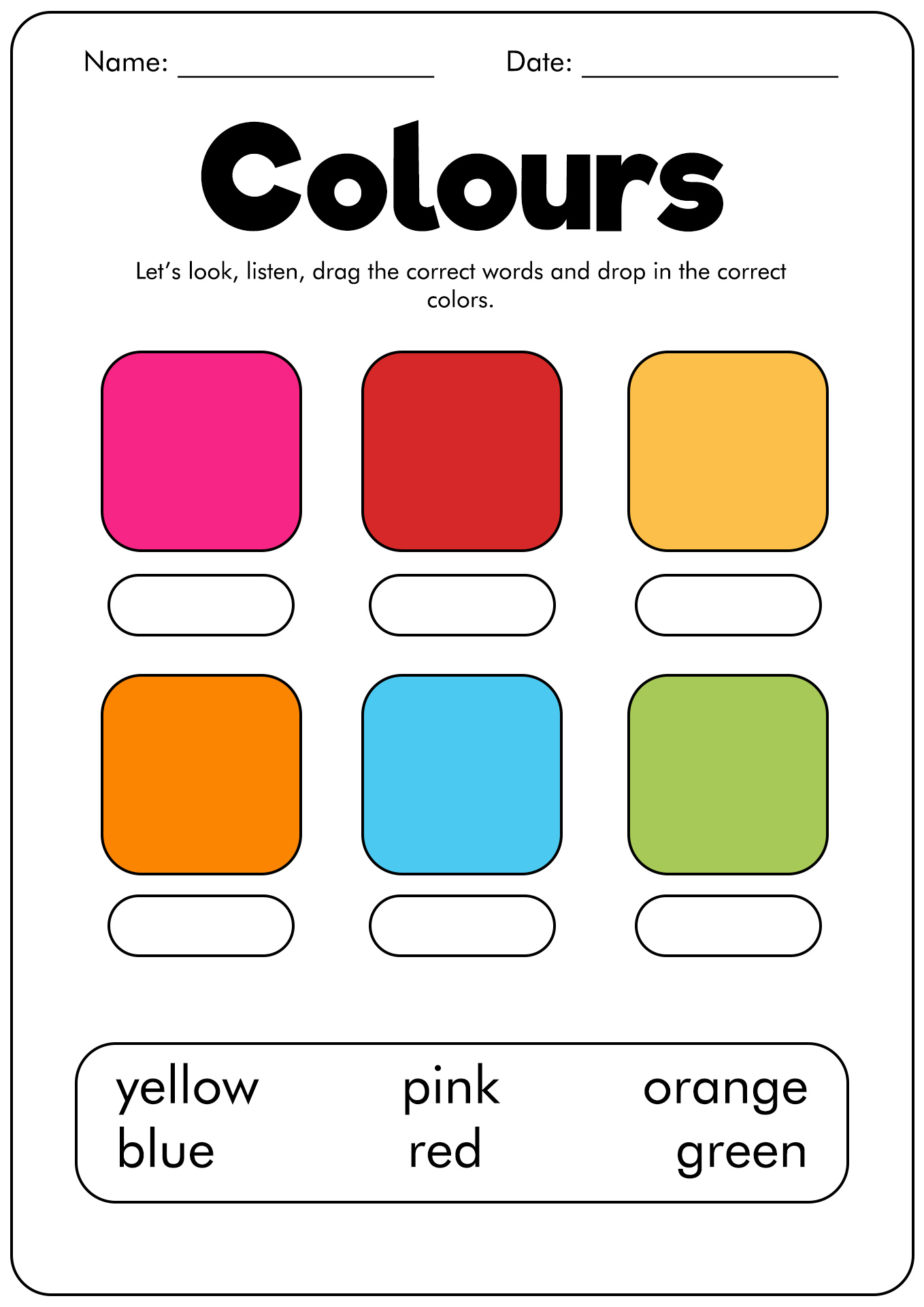 Colours for Kids Worksheets Image
