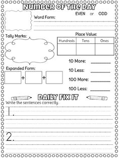 Day of the Number 2nd Grade