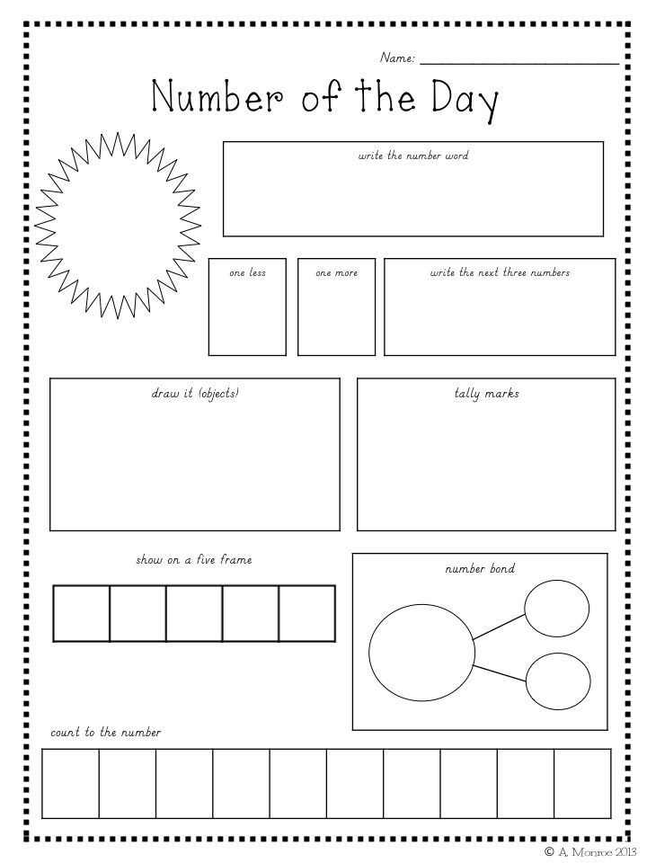 Day of the Number Worksheet Free