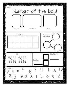 Day of the Number Worksheet Kindergarten