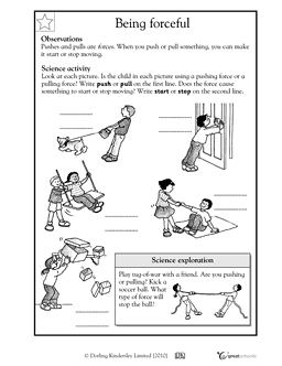 Force and Motion Worksheet for First Grade Image