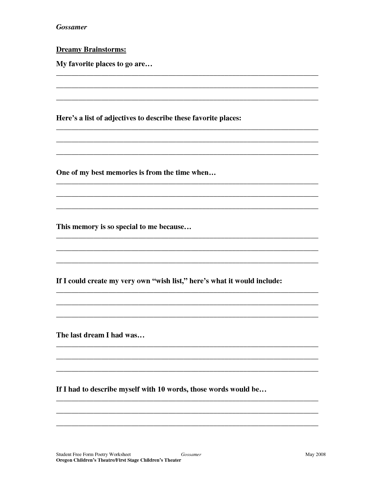 Free Printable Poetry Worksheets Image
