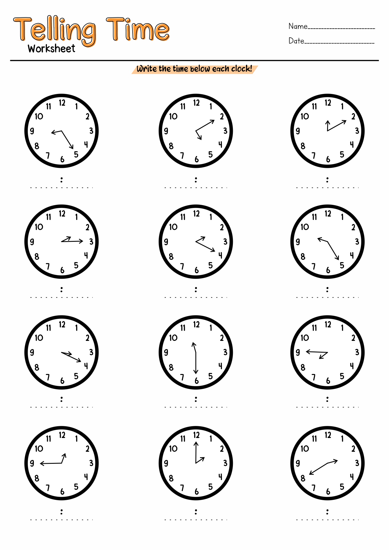 worksheet for grade 3 time