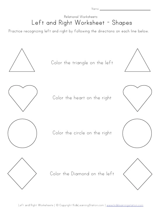 Learning Left and Right Worksheets Image