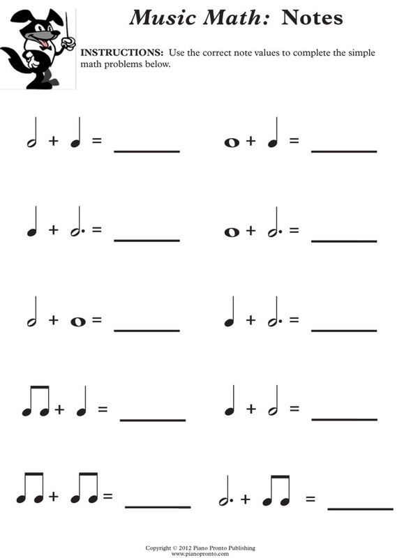Math Worksheet Music Notes Image