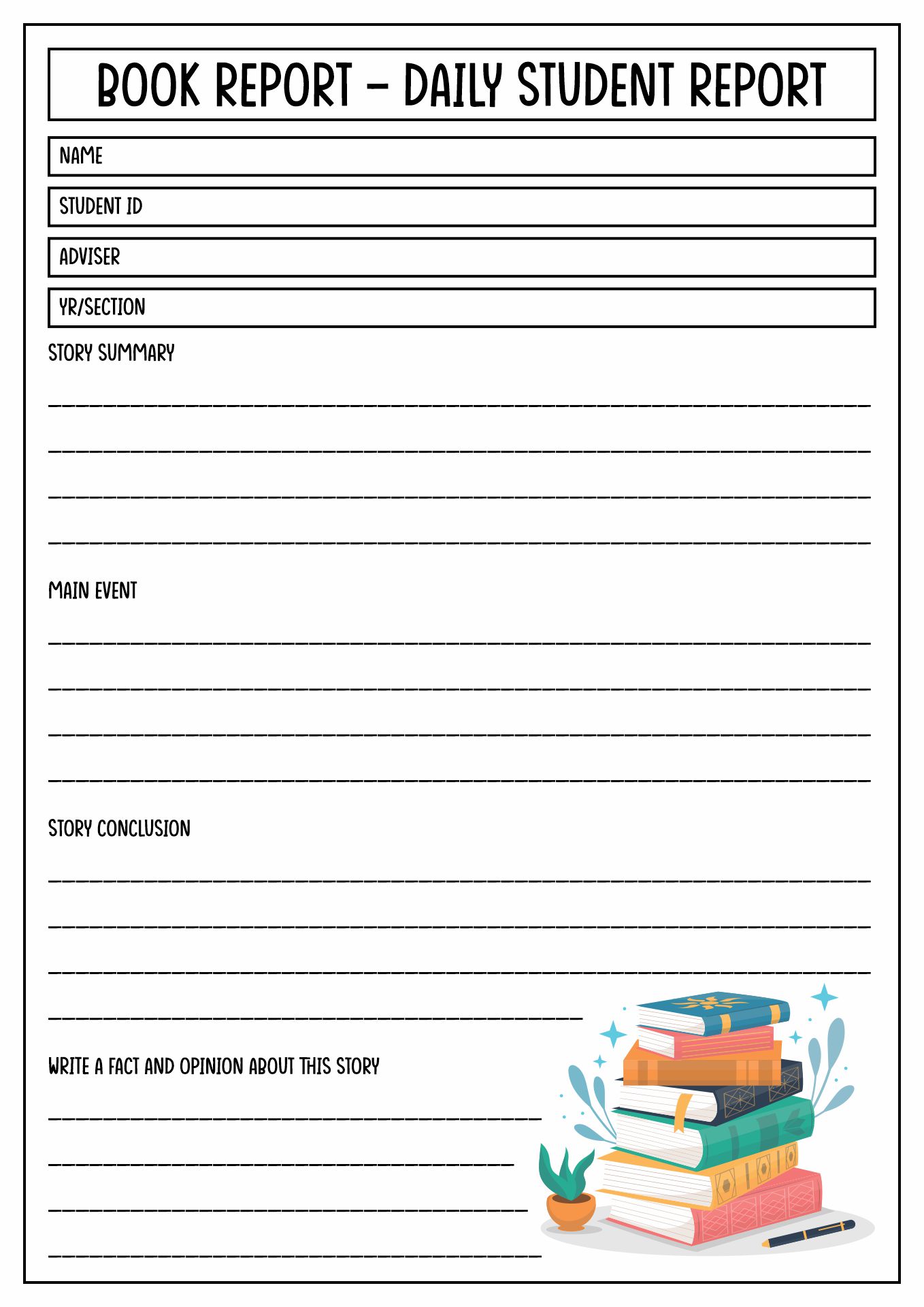 Middle School Book Report Template Image