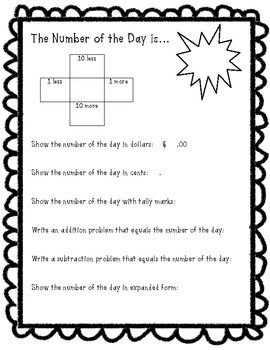 Number of Day Worksheet