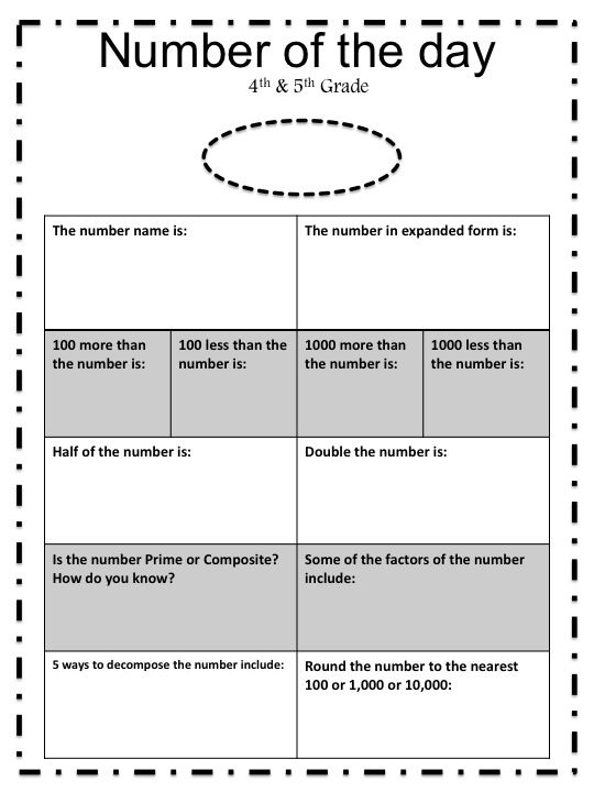 Number of the Day Worksheet Second Grade