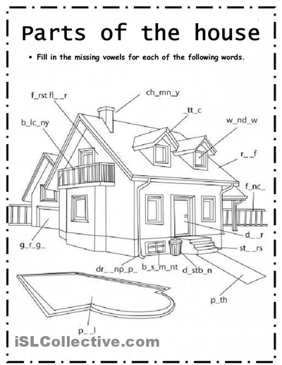 Parts of the House ESL Worksheets Image