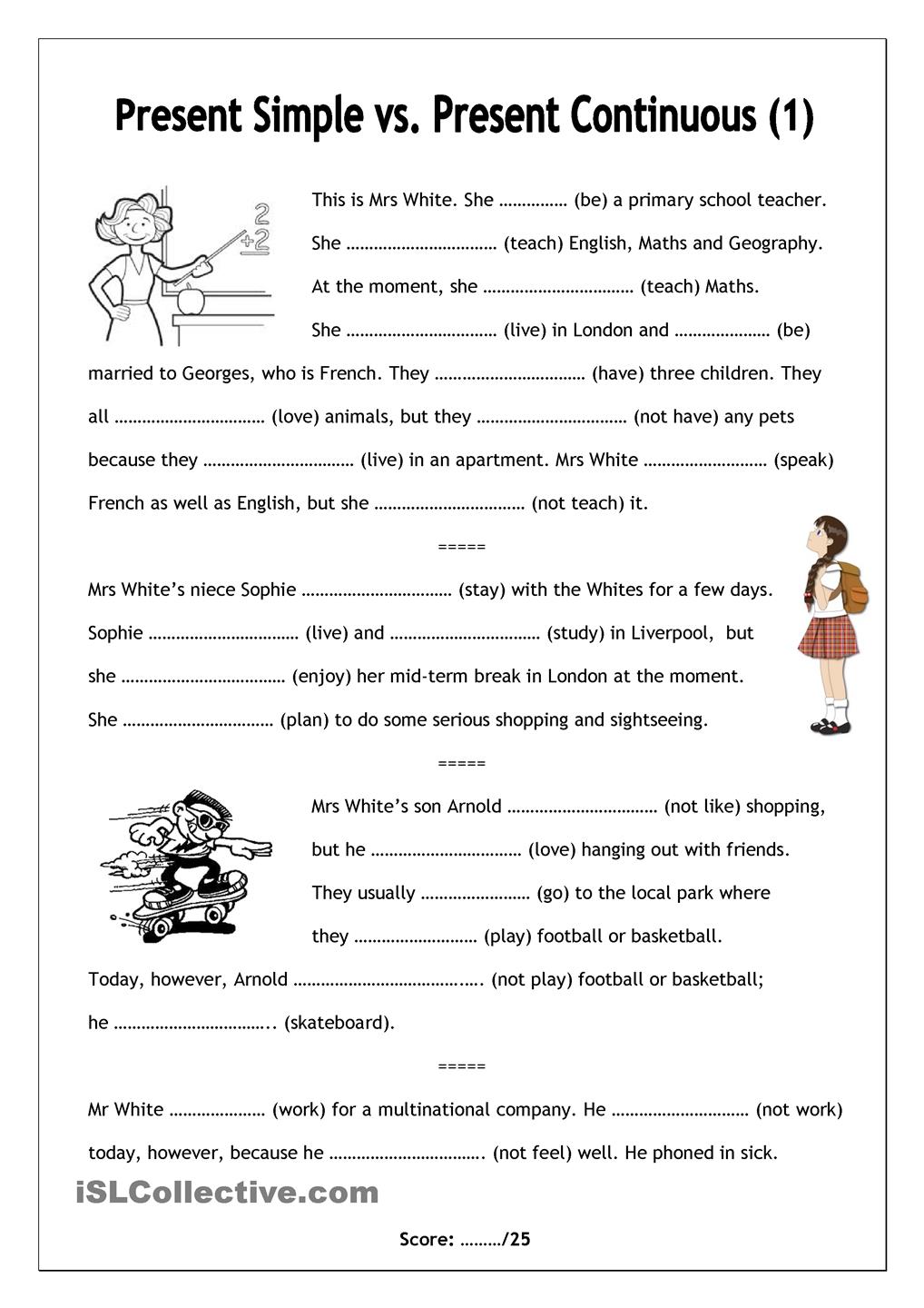 Present Continuous Worksheet Image