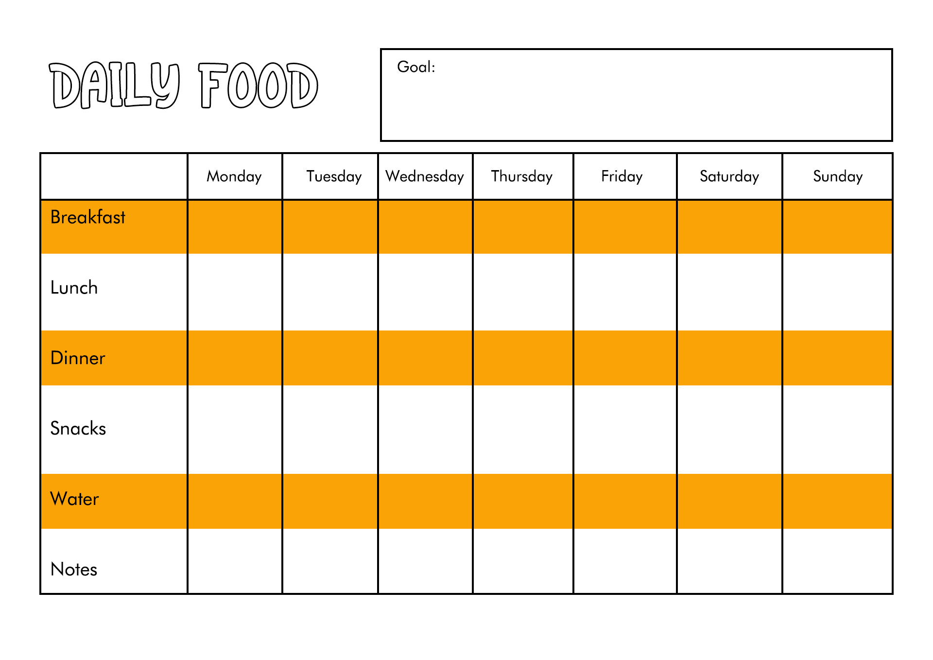 Printable Daily Food and Exercise Journal