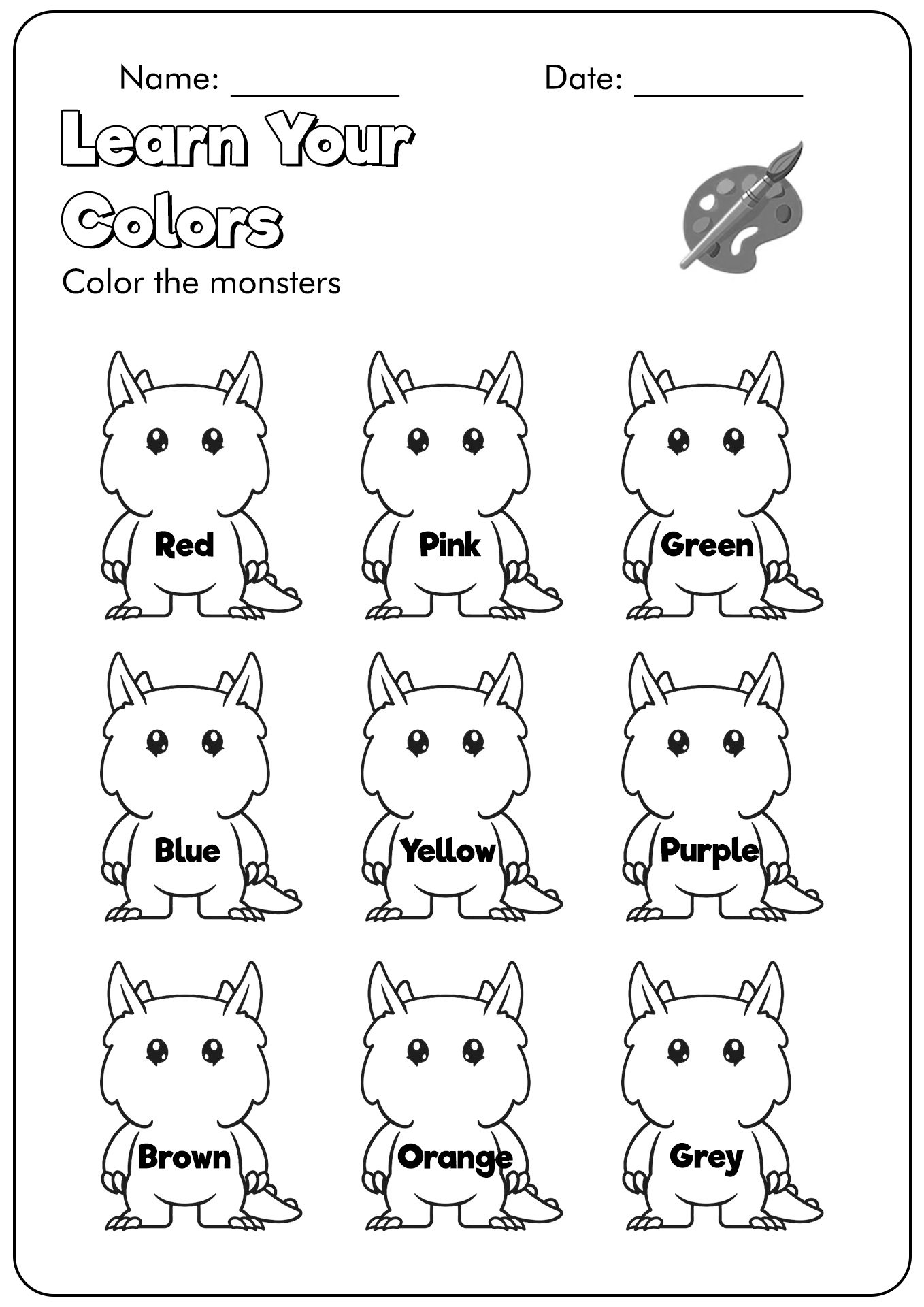 Printable Learning Colors Worksheets