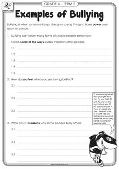 Bullying Worksheets for Primary Students