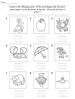 Short-Vowel Practice Worksheets Image