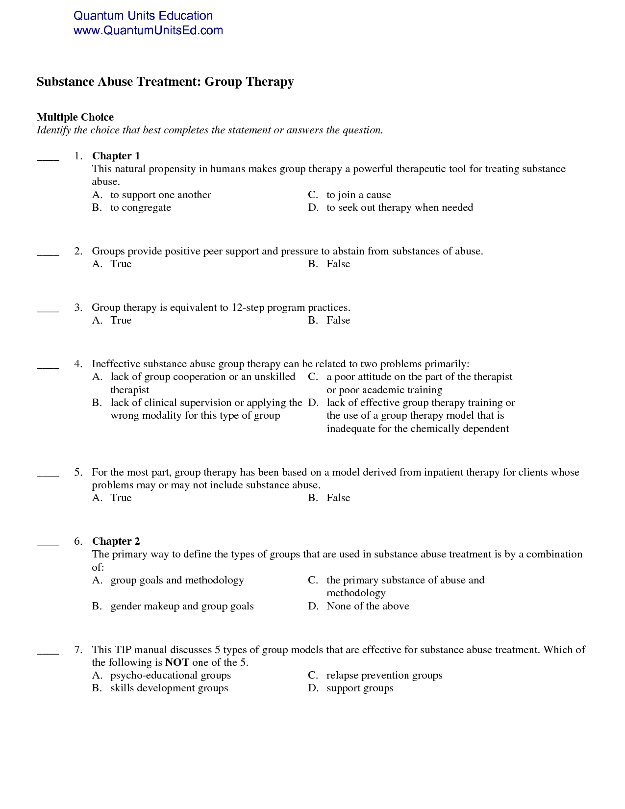 Substance Abuse Group Therapy Worksheets Image