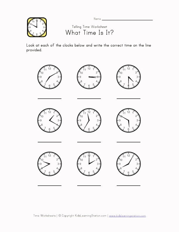 Teaching Telling Time Worksheets