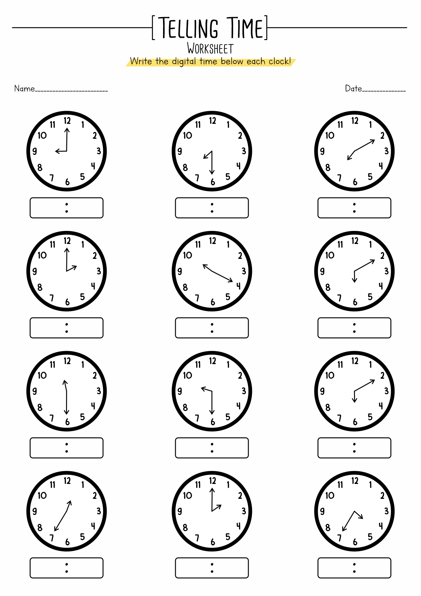Telling Time Worksheets 3rd Grade