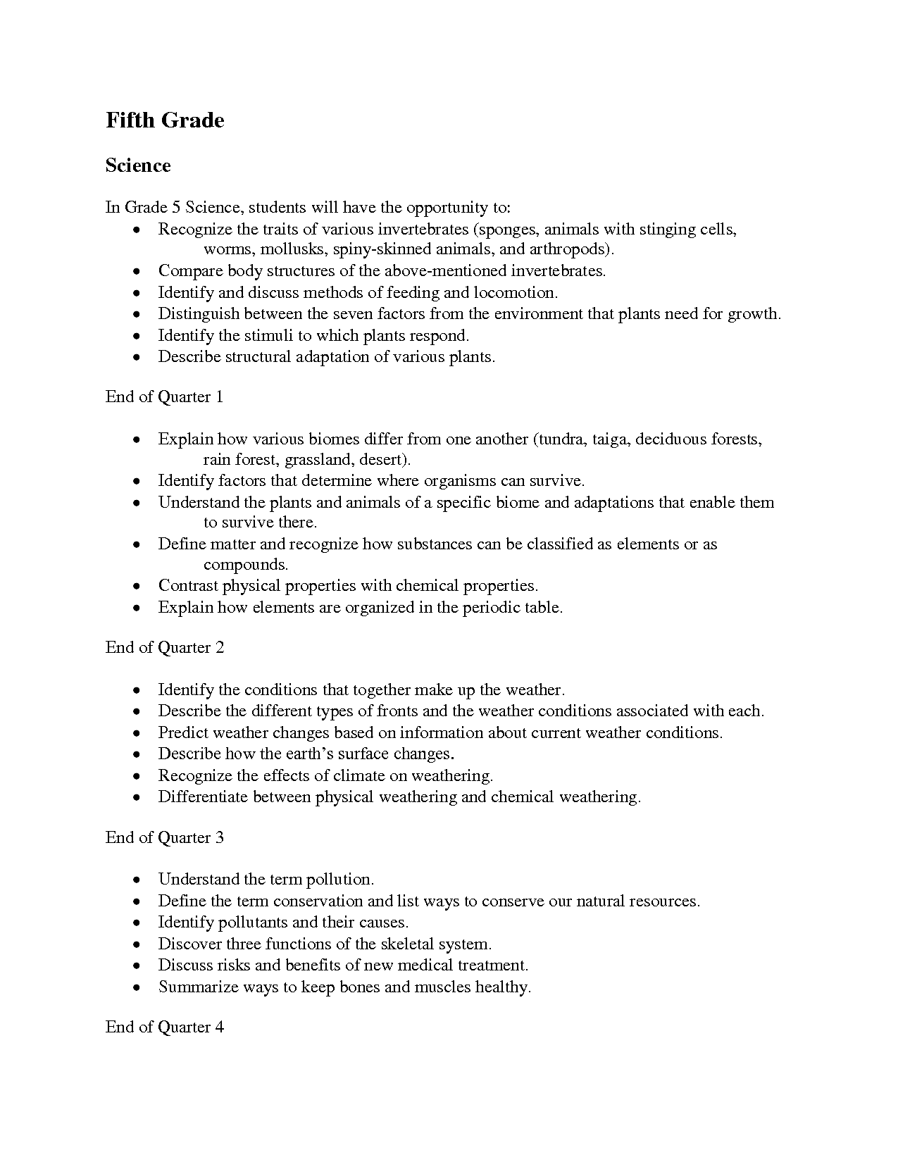 5th Grade Science Worksheets