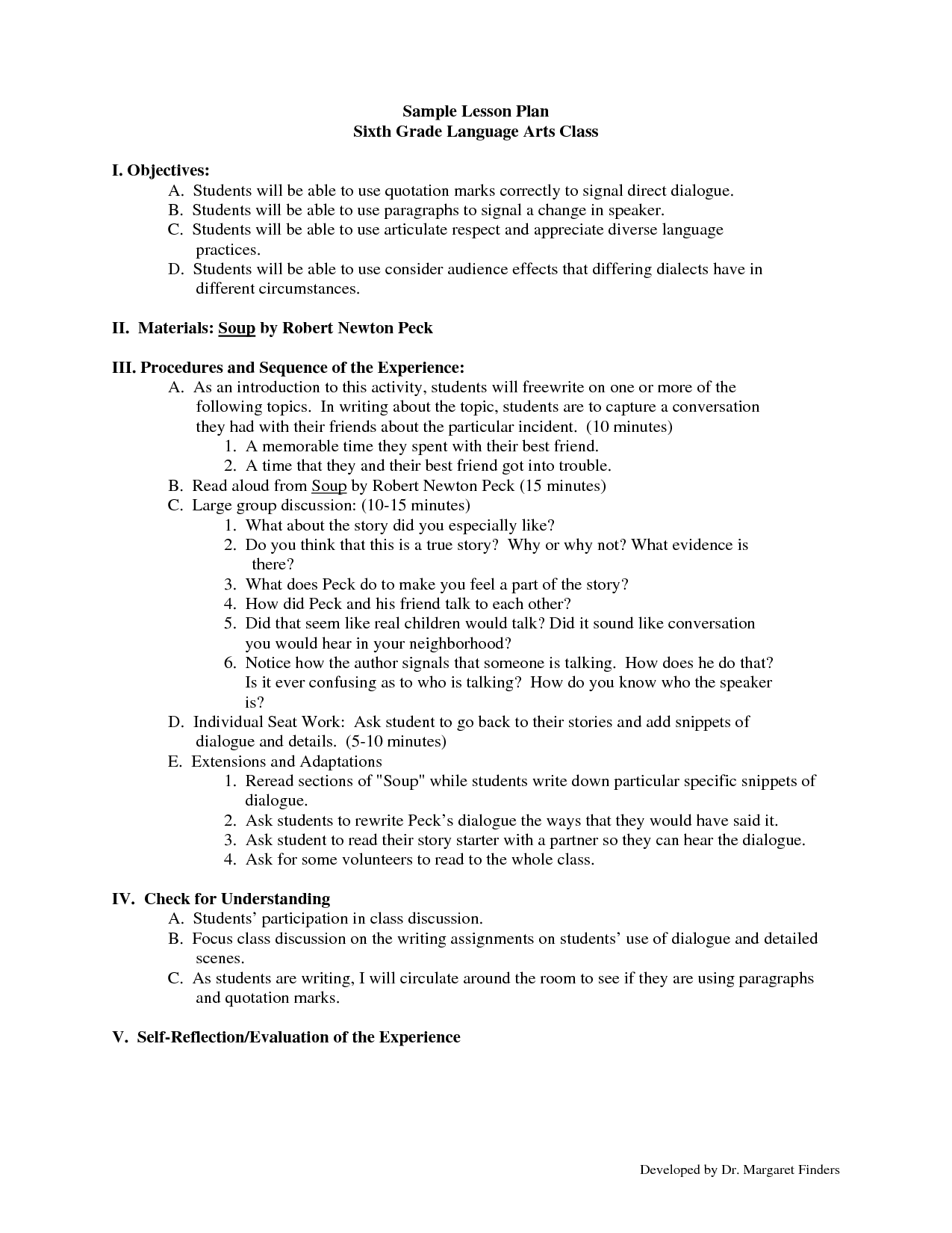 6th Grade Language Arts Lesson Plans