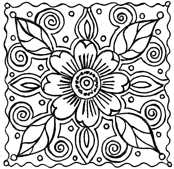 Abstract Flower Coloring Pages Image