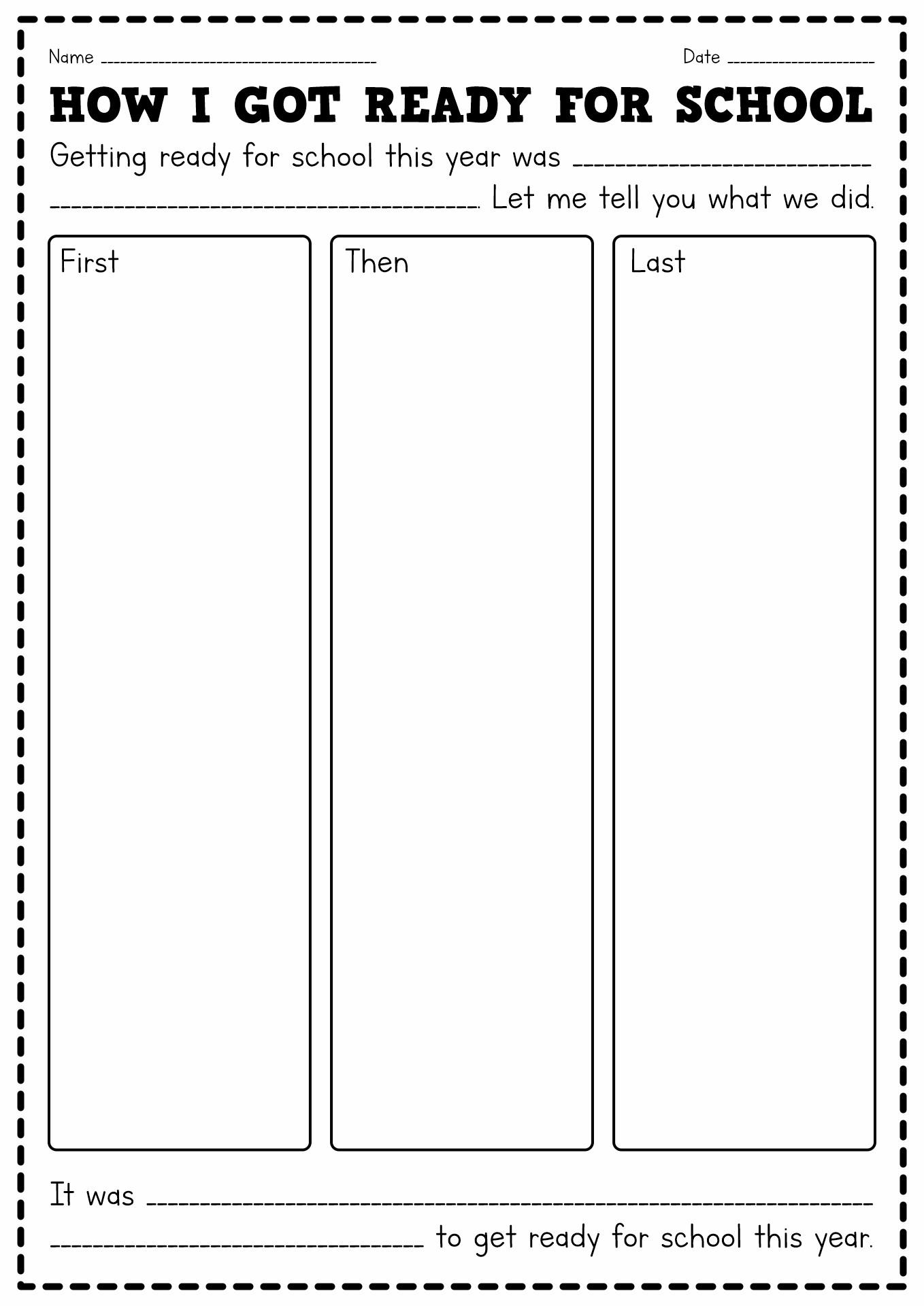 Back to School 1st Grade Writing Activity Image
