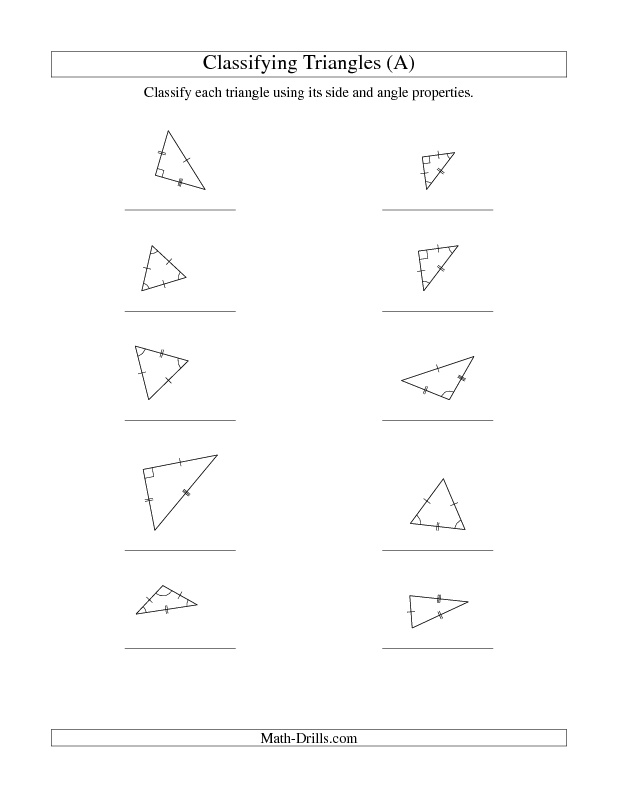 Classifying Triangles Worksheet Image