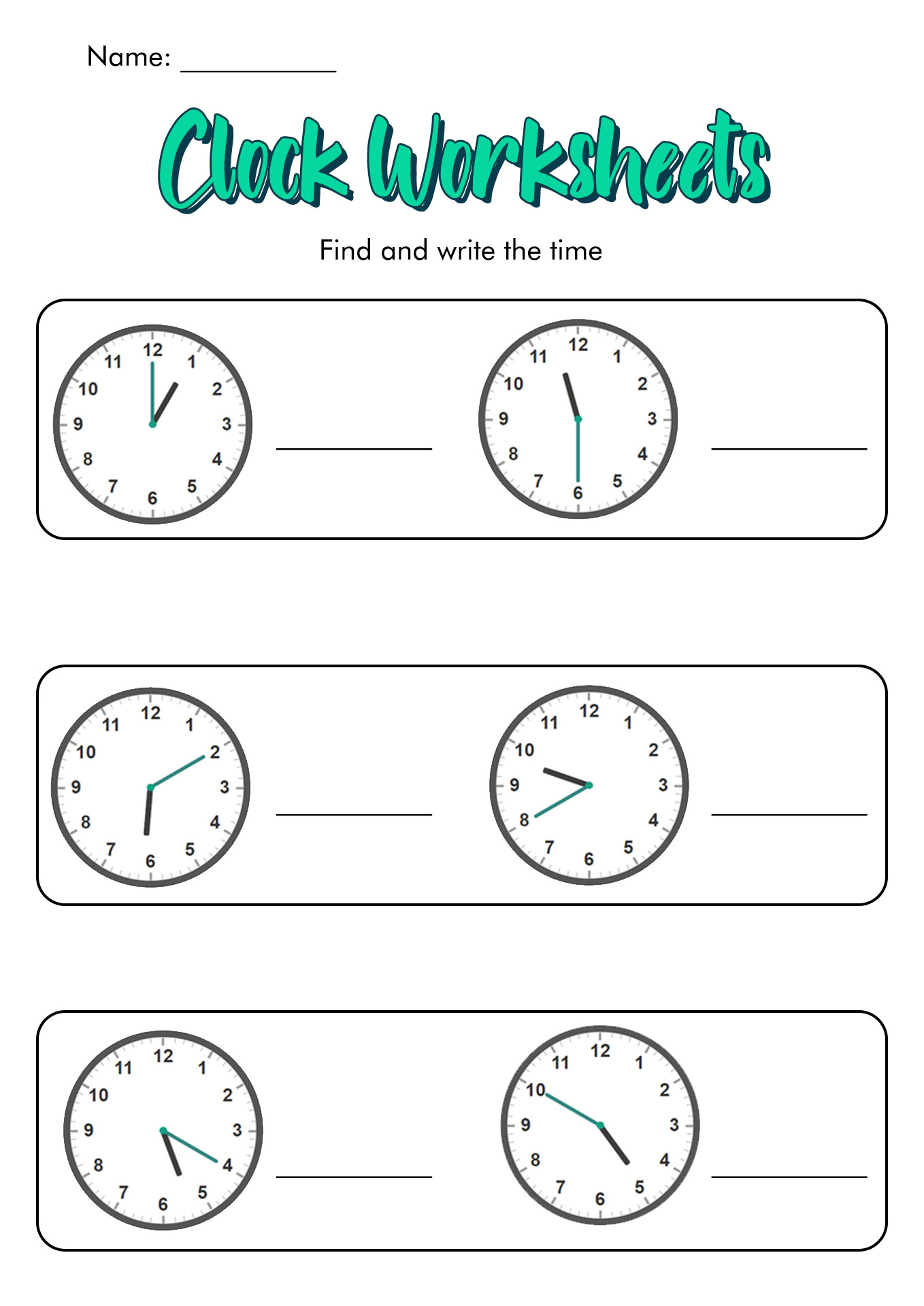 Clock Worksheets Grade 3
