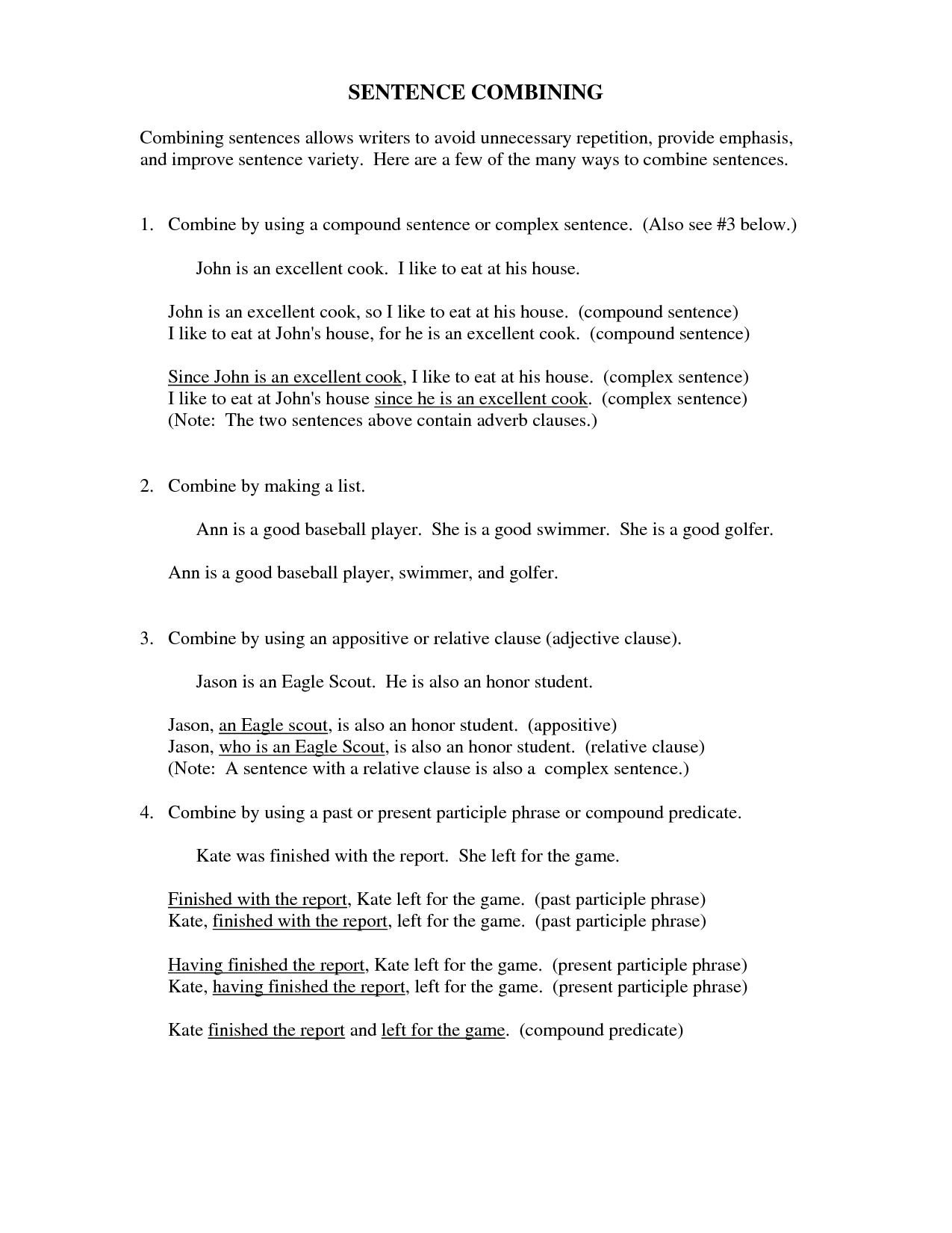 Compound Complex Sentence Worksheets