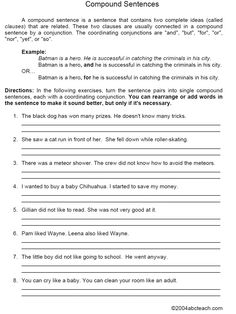 Compound Complex Sentence Worksheets