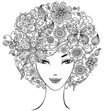 Flower Coloring Page Hair Image