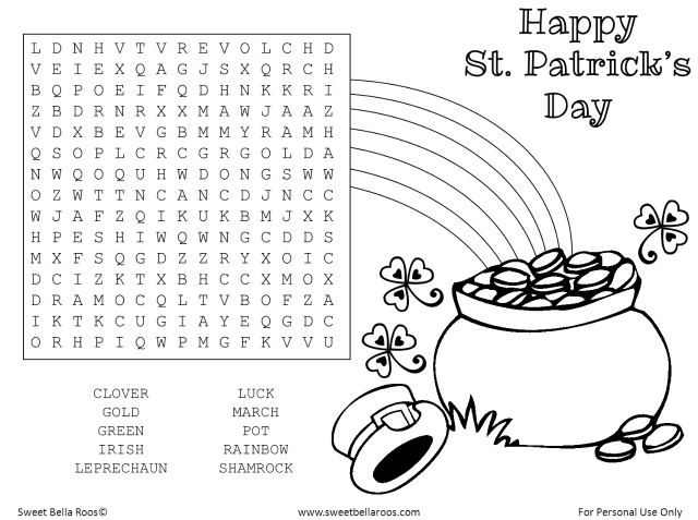 Free Printable Word Searches St. Patricks Day Image