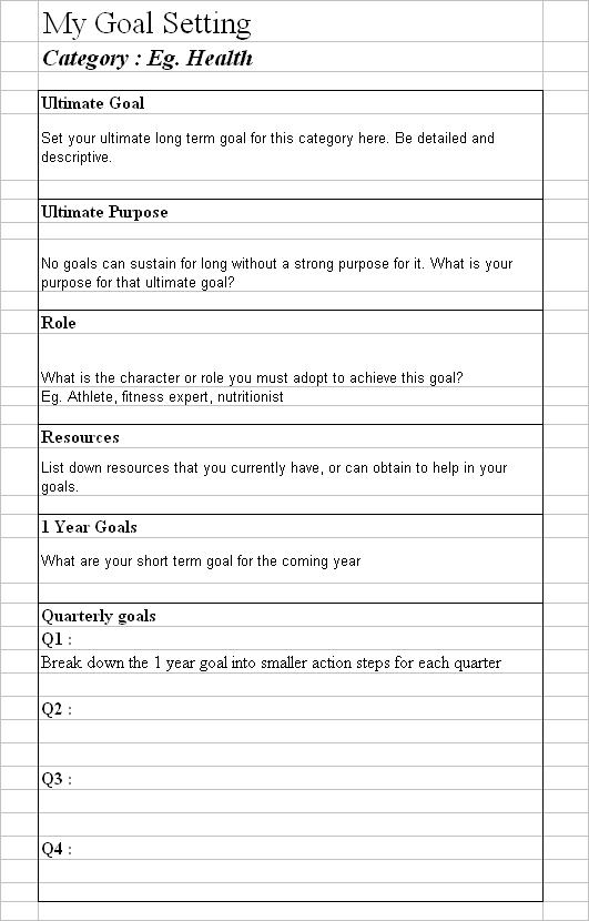 Goal Setting Form Template Image
