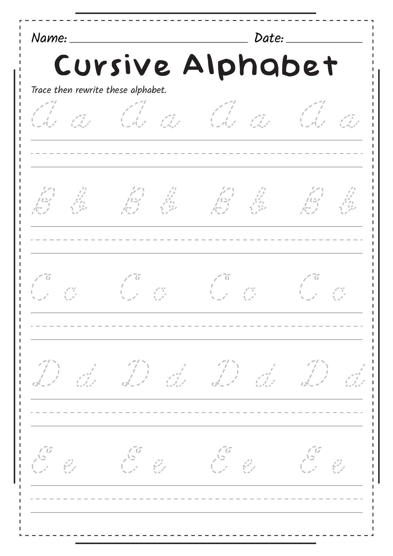 8 Blank Alphabet Handwriting Worksheets - Free PDF at worksheeto.com