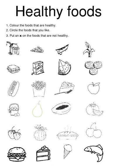 Worksheets Healthy Food