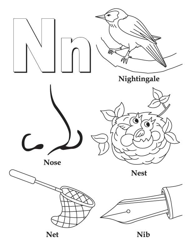 Letter N Coloring Book Image