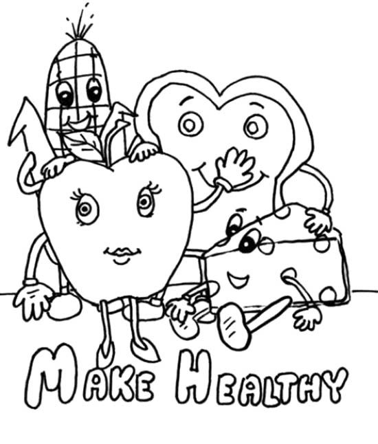 Make Healthy Food Choices Coloring Page Image
