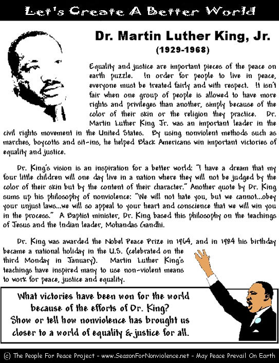 Martin Luther King Jr Worksheets for Kids Image