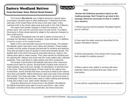 Native American Worksheets 4th Grade