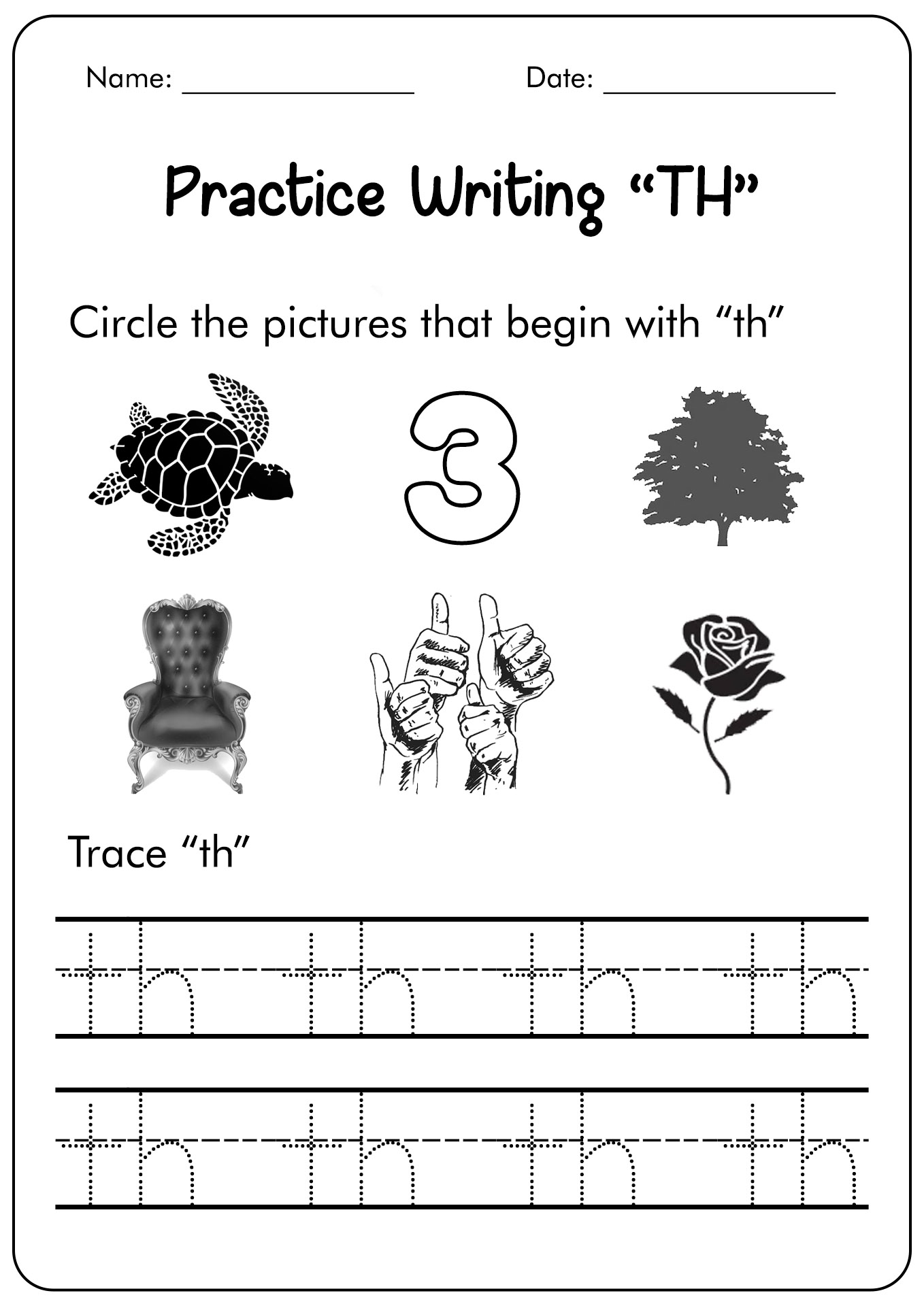 Practice Writing Th Digraphs