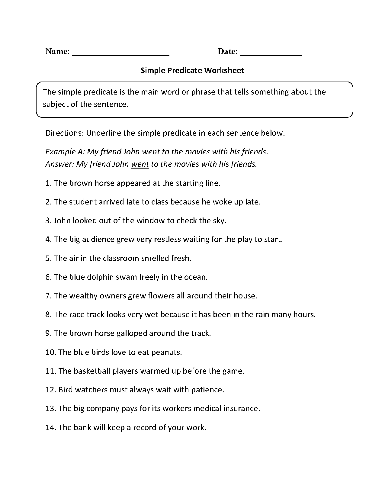 20 5th Grade And Subject Predicate Worksheets Worksheeto