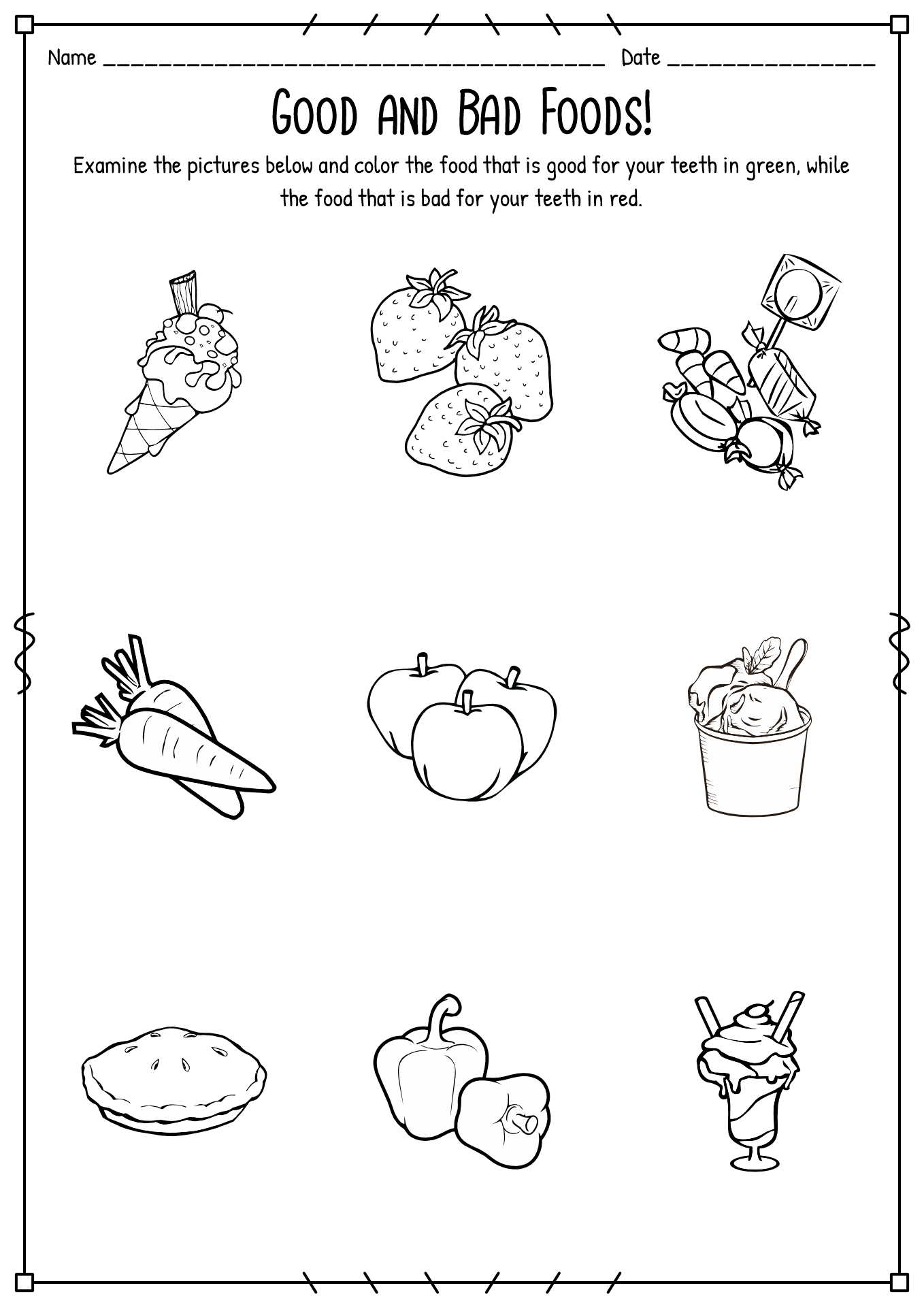 Preschool Dental Health Printable Worksheets