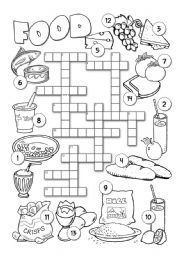 Printable Food Crossword Worksheet