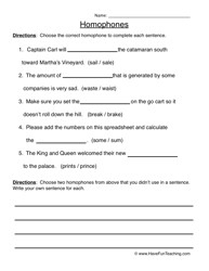 Printable Homophone Worksheets Image
