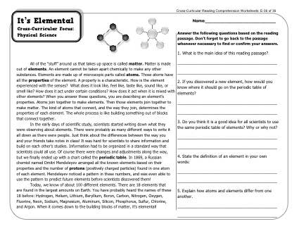 Reading Comprehension Worksheets 5th Grade Science Matter Image