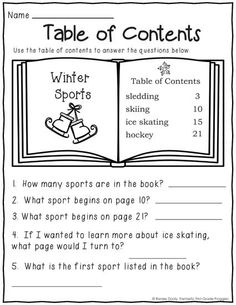 Table of Content Nonfiction Worksheet 1st Grade Image