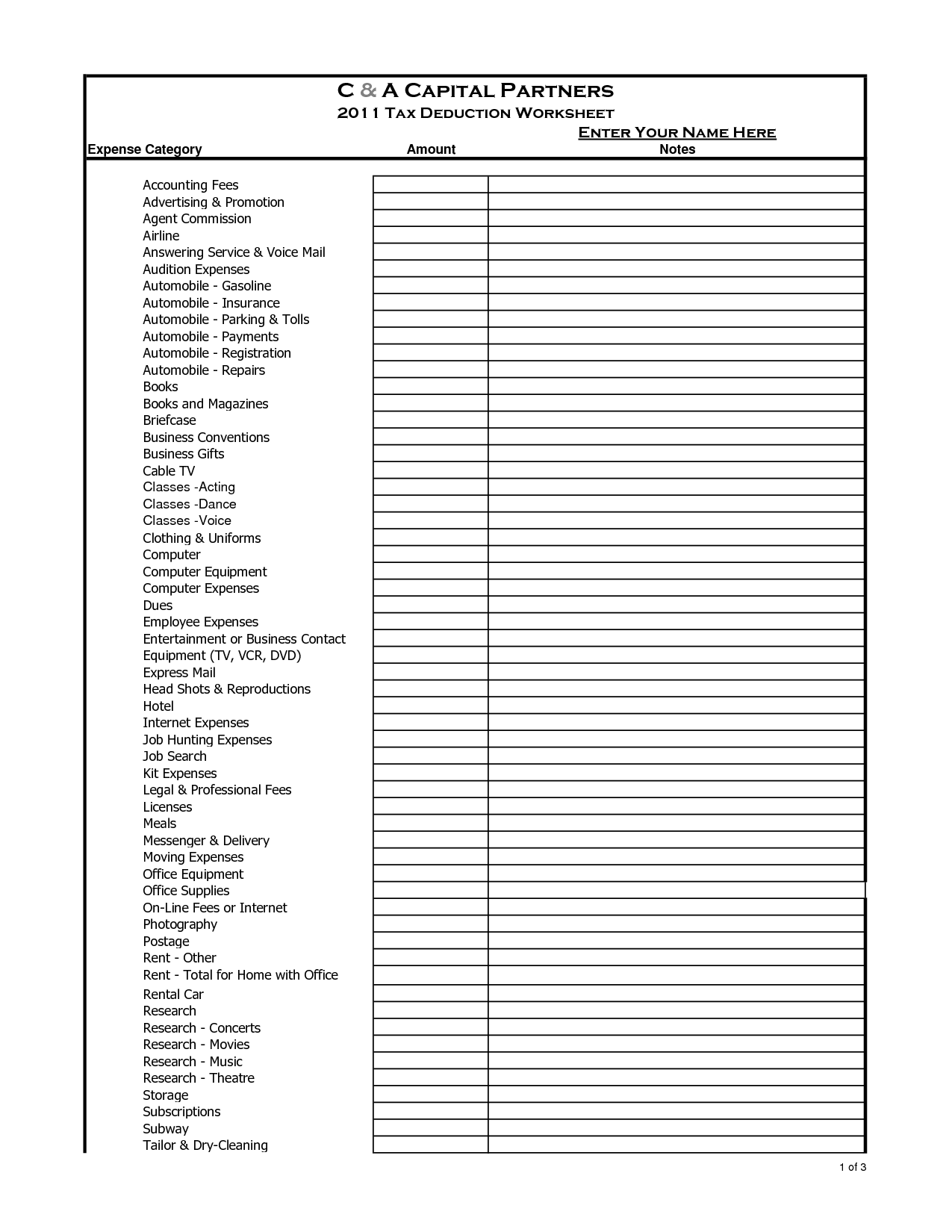 Blank Itemized List Template Free Printable