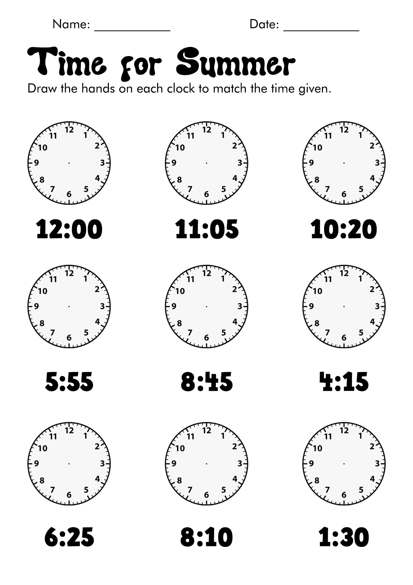 17 Best Images of Clock Worksheets For Second Grade - Math ...