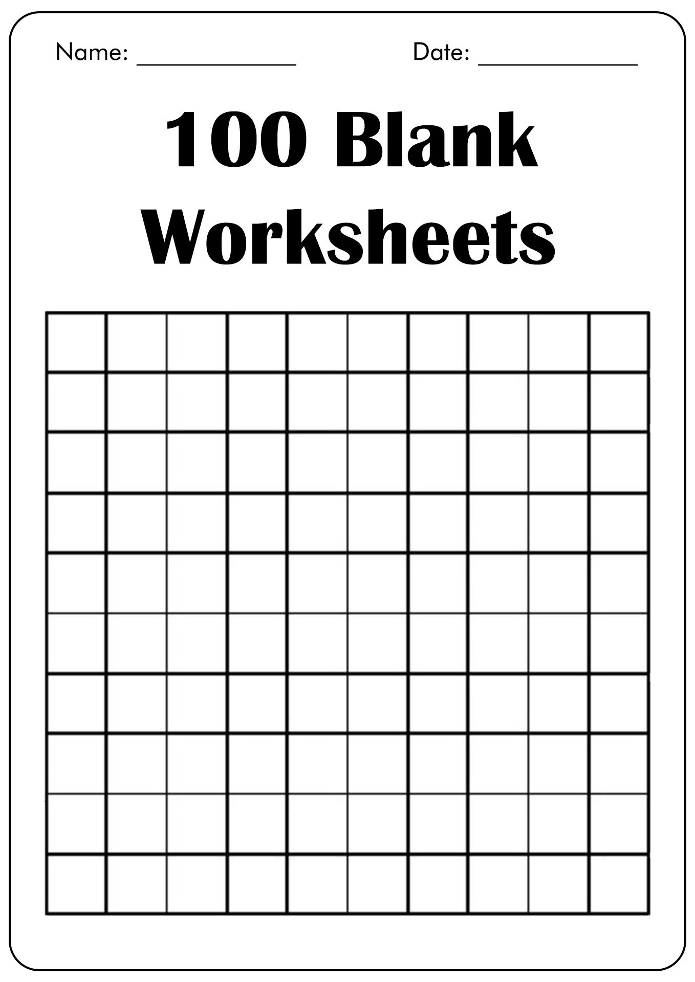 100 Blank Worksheet